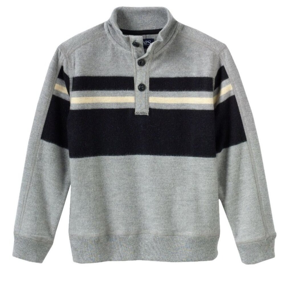 Boys Shirt Chaps Gray Mockneck Long Sleeve Fleece Pullover Size 7